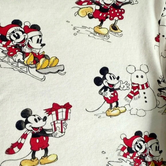 Adult Women’s Pottery Barn Mickey and Minnie Winter Red and White Pajamas Size S - Picture 4 of 5